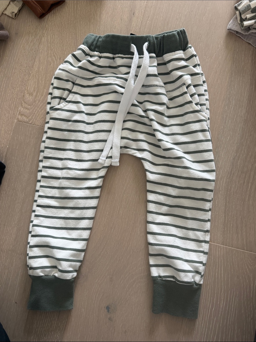 Little Bipsy Green and White Striped Kids Joggers